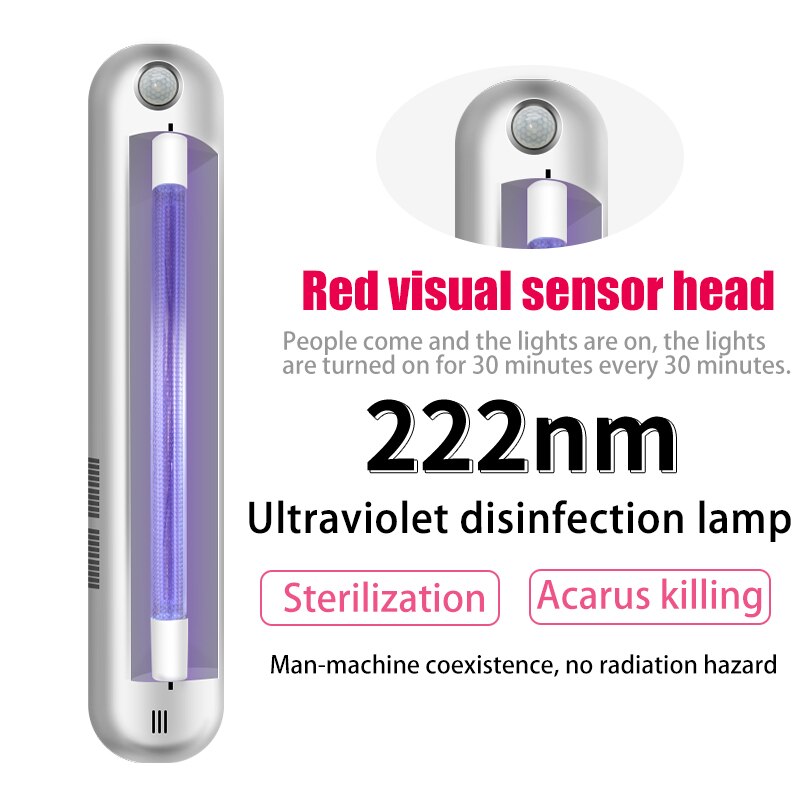 자외선 살균기 20W uv 휴대용 핸드 헬드 멀리 UVC 222nm 튜브 excimer 램프 살균 자외선 램프 led 바이러스 살인 장치